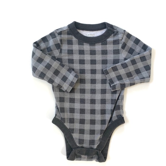 baby boy buffalo plaid onesie